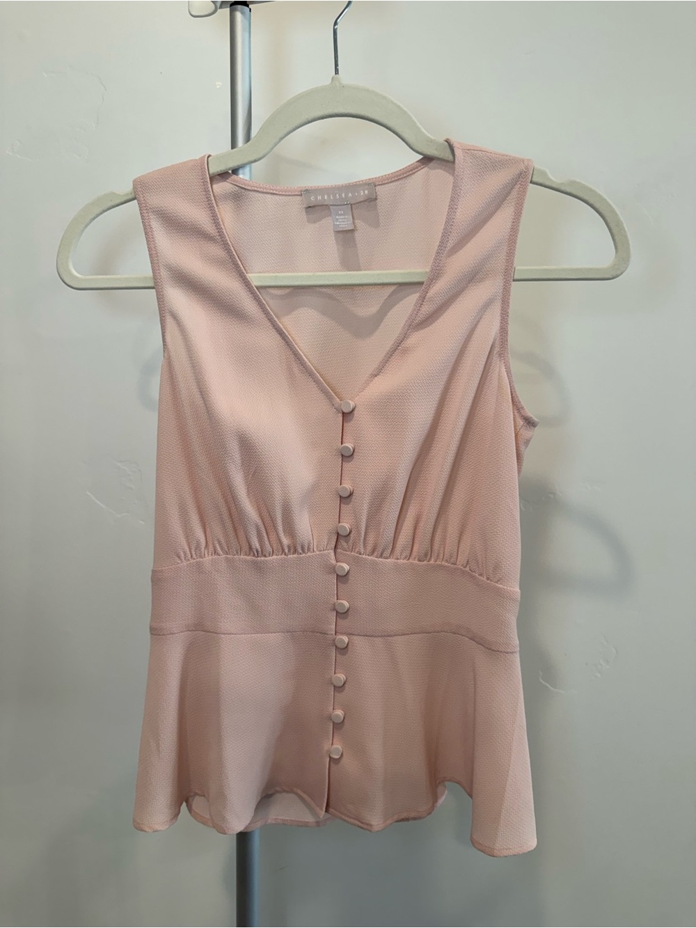 Chelsea28 Blush Pink Button-Front Peplum Camisole